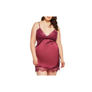 ICollection Plus Size Constance Satin Chemise Wine Size 3X 0641